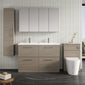 Nuie Arno 1200mm Floor Standing 4-Drawer Vanity & Double Polymarble Basin - Grey Vicenza Oak