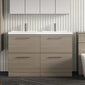 Nuie Arno 1200mm Floor Standing 4-Drawer Vanity & Double Polymarble Basin - Grey Vicenza Oak