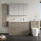 Nuie Arno 1200mm Floor Standing 4-Drawer Vanity & Double Ceramic Basin - Grey Vicenza Oak - welovecouk