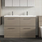 Nuie Arno 1200mm Floor Standing 4-Drawer Vanity & Double Ceramic Basin - Grey Vicenza Oak - welovecouk