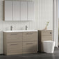 Nuie Arno 1200mm Floor Standing 4-Drawer Vanity & Double Ceramic Basin - Grey Vicenza Oak - welovecouk