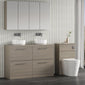 Nuie Arno 1200mm Floor Standing 4-Drawer Vanity & Worktop - Grey Vicenza Oak - welovecouk