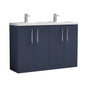 Ryker 1200mm Floor Standing 4 Door Vanity & Double Polymarble Basin - Midnight Blue