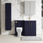 Nuie Arno L-Shaped 1100 Floor Standing Solid Stone Basin Combination Unit - Midnight Blue with Freya Toilet - welovecouk