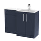 Nuie Arno Floor Standing 1100mm L Shape Combination Unit with Solid Stone Basin - Midnight Blue - welovecouk