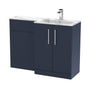Nuie Arno Floor Standing 1100mm L Shape Combination Unit with Marble Stone Basin - Midnight Blue - welovecouk