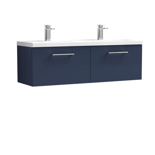  Nuie Arno 1200mm Wall Hung 2-Drawer Vanity & Double Basin - Midnight Blue