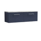 Nuie Arno 1200mm Wall Hung 2-Drawer Vanity & Laminate Worktop - Midnight Blue