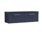 Nuie Arno 1200mm Wall Hung 2-Drawer Vanity & Laminate Worktop - Midnight Blue