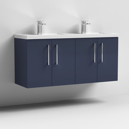  Nuie Arno 1200mm Wall Hung 4-Door Vanity & Double Basin 1 - Midnight Blue