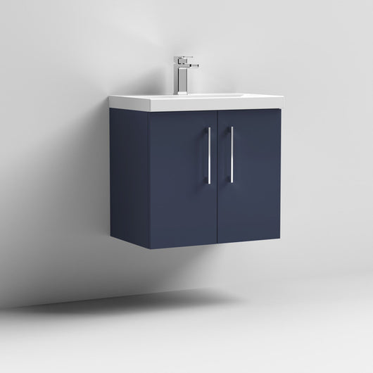  Nuie Arno 600mm Wall Hung 2-Door Vanity & Basin 3 - Midnight Blue