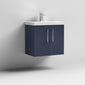 Nuie Arno 600mm Wall Hung 2-Door Vanity & Basin 3 - Midnight Blue