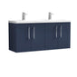 Nuie Arno 1200mm Wall Hung 4-Door Vanity & Double Basin 2 - Midnight Blue