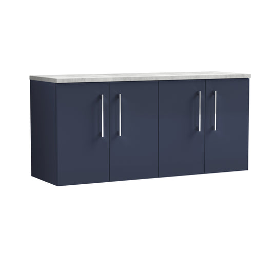  Nuie Arno 1200mm Wall Hung 4-Door Vanity & Laminate Worktop - Midnight Blue