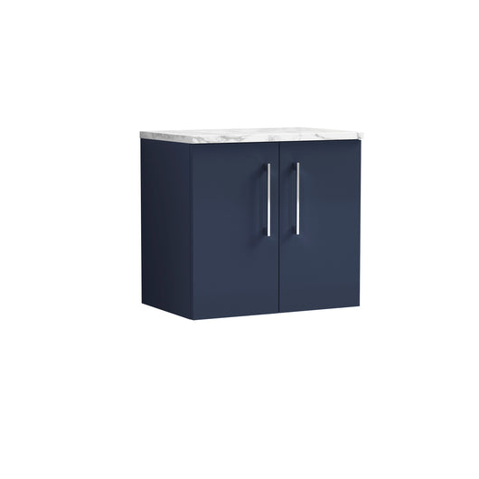  Nuie Arno 600mm Wall Hung 2-Door Vanity & Laminate Worktop - Midnight Blue