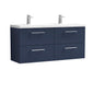 Ryker 1200mm Wall Hung 4-Drawer Vanity & Double Basin - Midnight Blue