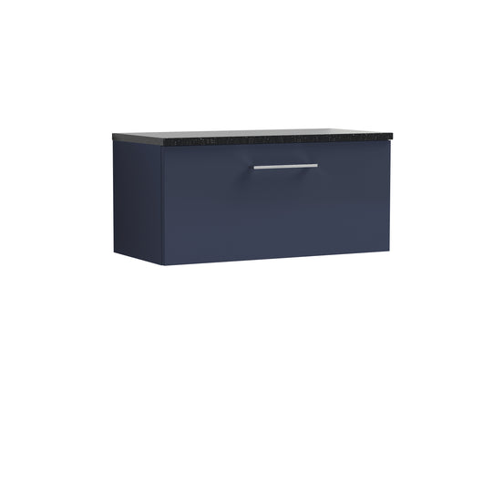  Nuie Arno 800mm Wall Hung 1-Drawer Vanity & Laminate Worktop - Midnight Blue