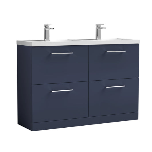  Ryker 1200mm Floor Standing 4 Drawer Vanity & Double Polymarble Basin - Midnight Blue