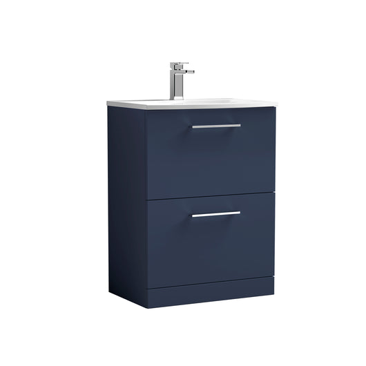  Nuie Arno 600mm Floor Standing 2-Drawer Vanity & Basin 4 - Midnight Blue