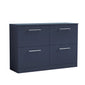 Nuie Arno 1200mm Floor Standing 4-Drawer Vanity & Worktop - Midnight Blue - welovecouk