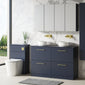 Nuie Arno 1200mm Floor Standing 4-Drawer Vanity & Worktop - Midnight Blue - welovecouk