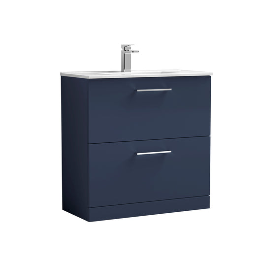  Nuie Arno 800mm Floor Standing 2-Drawer Vanity & Basin 2 - Midnight Blue