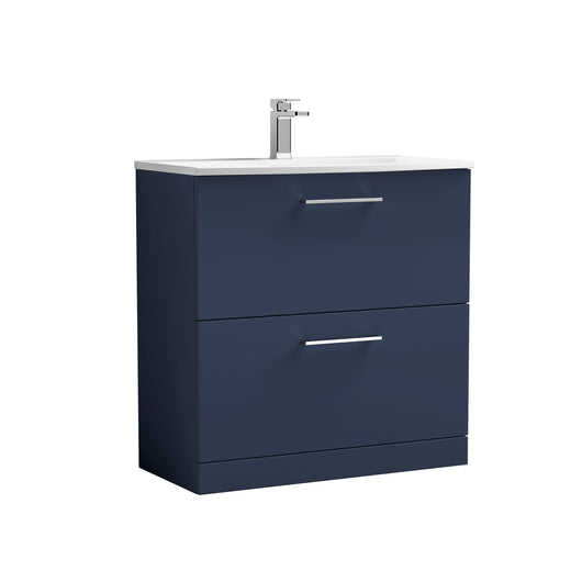  Nuie Arno 800mm Floor Standing 2-Drawer Vanity & Basin 4 - Midnight Blue