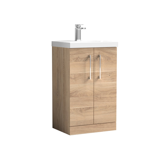  Nuie Arno 500mm Floor Standing 2-Door Vanity & Basin 1 - Bleached Oak