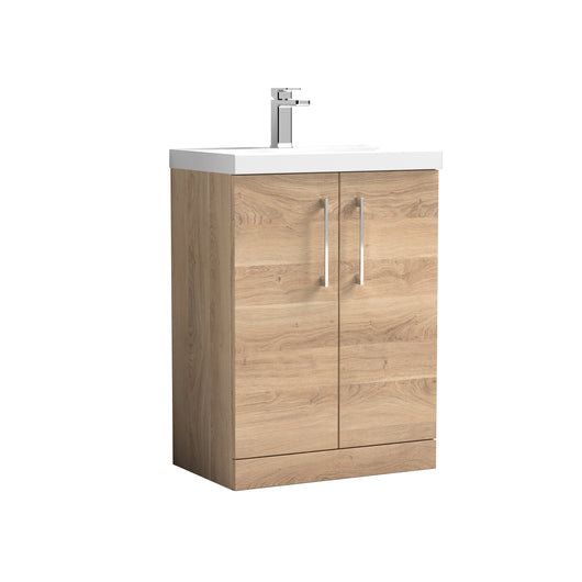  Nuie Arno 600mm Floor Standing 2-Door Vanity & Basin 1 - Bleached Oak