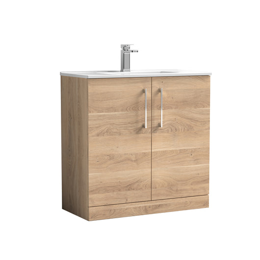  Nuie Arno 800mm Floor Standing 2-Door Vanity & Basin 2 - Bleached Oak