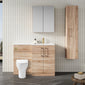 Nuie Arno L-Shaped 1100 Floor Standing Solid Stone Basin Combination Unit - Bleached  Oak with Freya Toilet - welovecouk