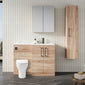 Nuie Arno L-Shaped 1100 Floor Standing Solid Stone Basin Combination Unit - Bleached  Oak with Freya Toilet - welovecouk
