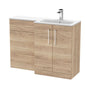Nuie Arno Floor Standing 1100mm L Shape Combination Unit with Solid Stone Basin - Bleached Cuneo Oak - welovecouk