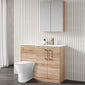 Nuie Arno L-Shaped 1100 Floor Standing Marble Stone Basin Combination Unit - Bleached  Oak with Freya Toilet - welovecouk