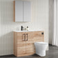 Nuie Arno L-Shaped 1100 Floor Standing Marble Stone Basin Combination Unit - Bleached  Oak with Freya Toilet - welovecouk