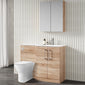 Nuie Arno L-Shaped 1100 Floor Standing Marble Stone Basin Combination Unit - Bleached  Oak with Freya Toilet - welovecouk