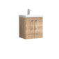 Ryker 500mm Wall Hung 2-Door Vanity & Basin 1 - Bleached Oak