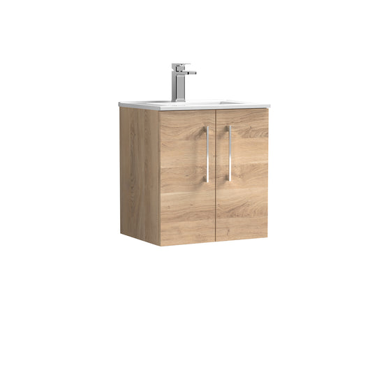  Nuie Arno 500mm Wall Hung 2-Door Vanity & Basin 2 - Bleached Oak