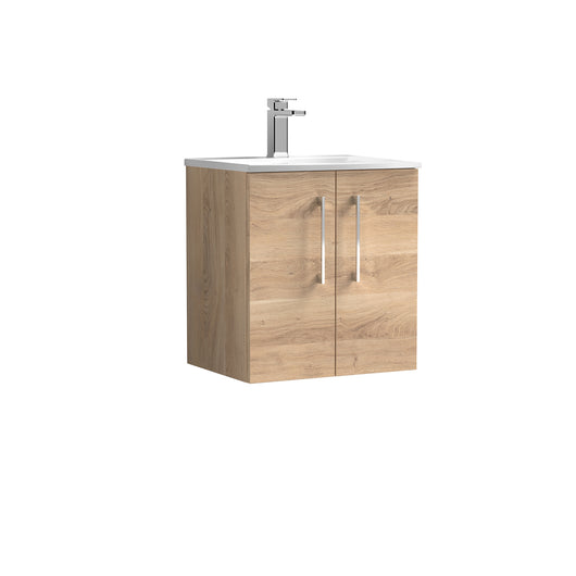  Nuie Arno 500mm Wall Hung 2-Door Vanity & Basin 4 - Bleached Oak