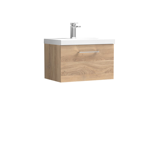  Nuie Arno 600mm Wall Hung 1-Drawer Vanity & Basin 1 - Bleached Oak