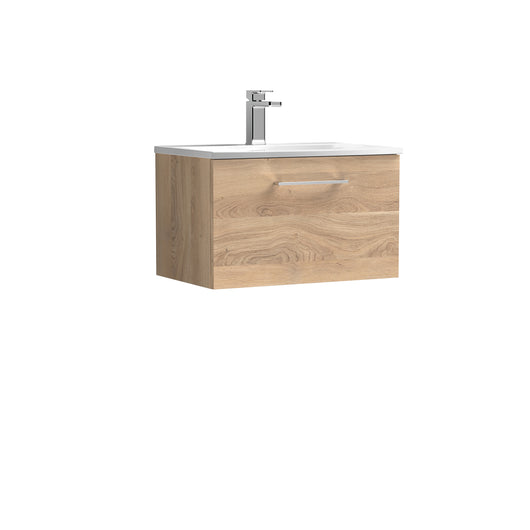  Nuie Arno 600mm Wall Hung 1-Drawer Vanity & Basin 4 - Bleached Oak