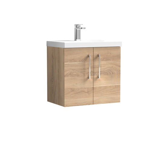  Ryker 600mm Wall Hung 2-Door Vanity & Basin 1 - Bleached Oak