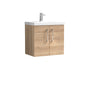 Ryker 600mm Wall Hung 2-Door Vanity & Basin 1 - Bleached Oak