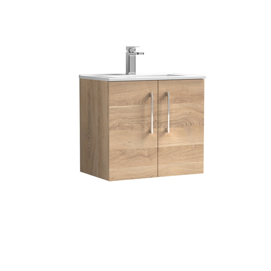  Ryker 600mm Wall Hung 2-Door Vanity & Basin 2 - Bleached Oak