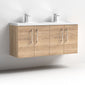 Nuie Arno 1200mm Wall Hung 4-Door Vanity & Double Basin 1 - Bleached Oak