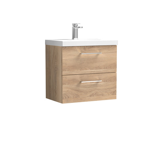  Ryker 600mm Wall Hung 2-Drawer Vanity & Basin 1 - Bleached Oak