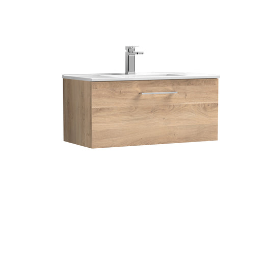  Ryker 800mm Wall Hung 1-Drawer Vanity & Basin 2 - Bleached Oak