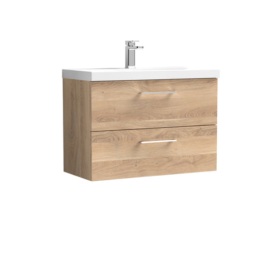  Nuie Arno 800mm Wall Hung 2-Drawer Vanity & Basin 1 - Bleached Oak