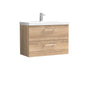 Ryker 800mm Wall Hung 2-Drawer Vanity & Basin 1 - Bleached Oak