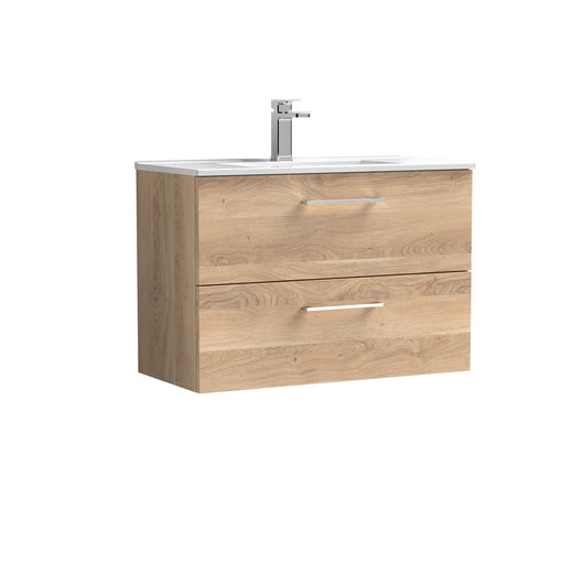  Nuie Arno 800mm Wall Hung 2-Drawer Vanity & Basin 2 - Bleached Oak